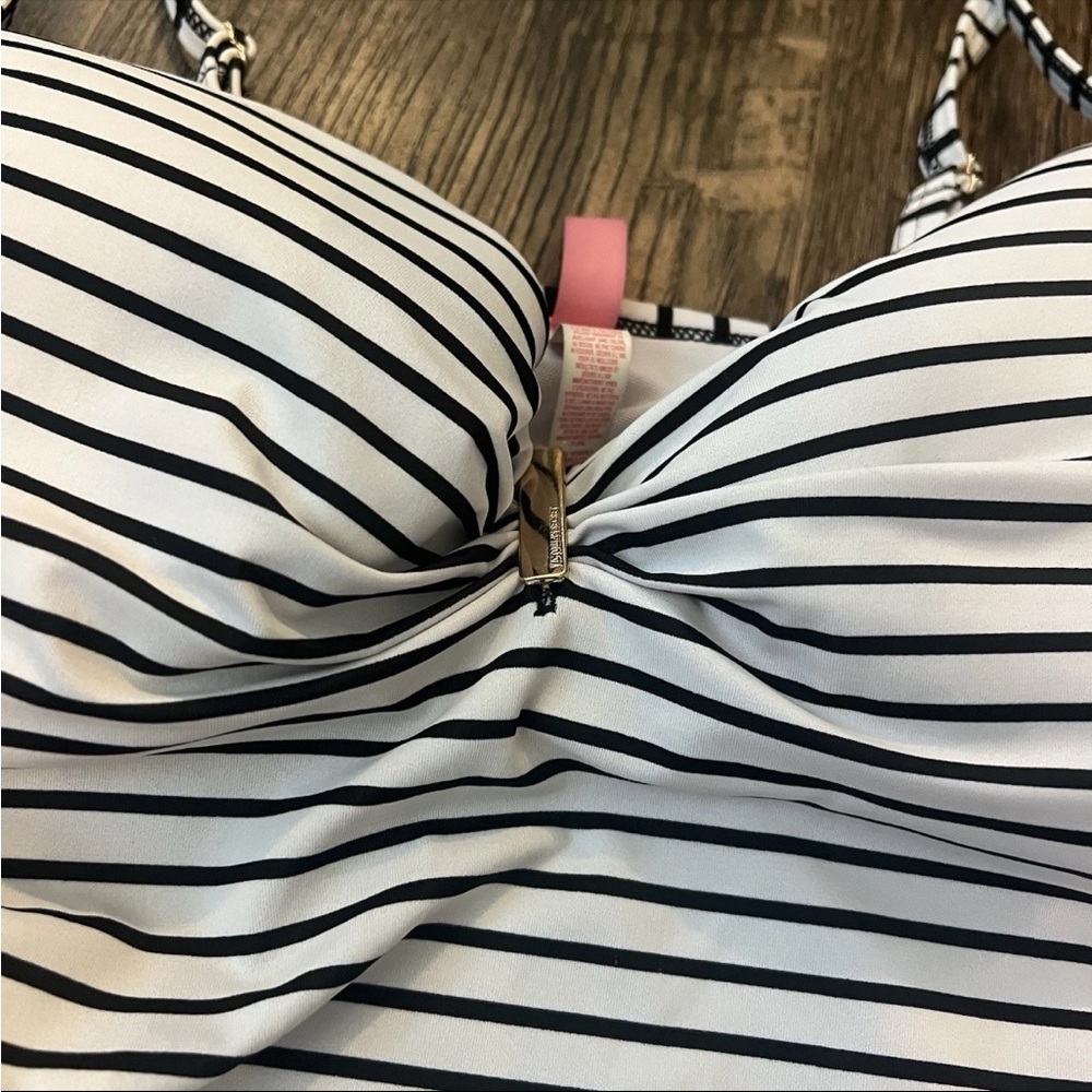 vintage Victoria’s secret Swim Top Tankini 34 Blue & White Stripe Nautical Bra - Picture 2 of 5